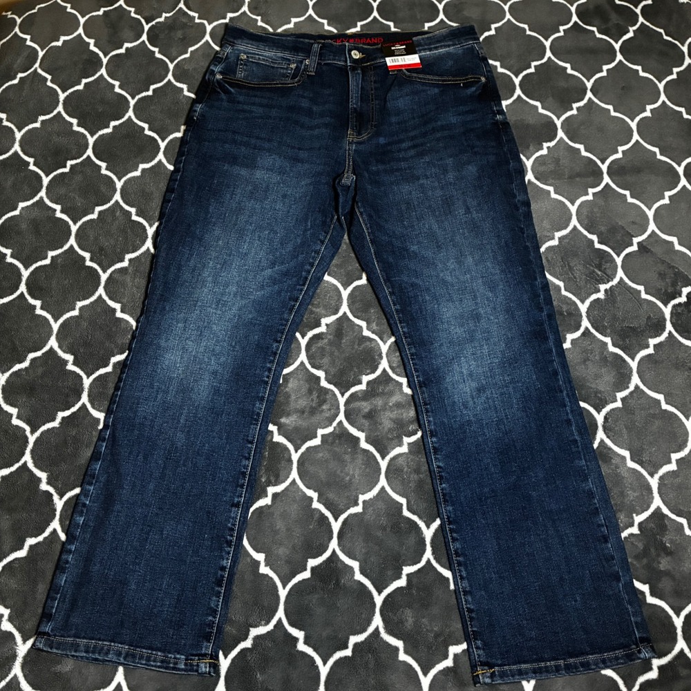 Lucky Brand 223 Straight Leg Mens Jeans 34x30 Dark Blue Wash Stretch Denim NEW - Picture 1 of 10